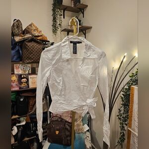 Vintage White Wrap Blouse